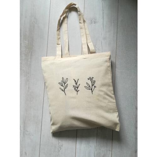 Wildflowers Embroidered Canvas Tote bag Flower Clothing Fashion Shopping Lover Zipper Large Bags Inspirational Shoulder Bags