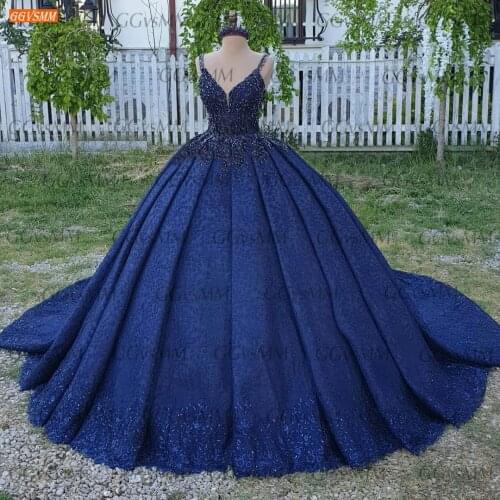 Royal Blue Lace Evening Dresses 2021 V Neck Vestidos De Fiesta De Noche Appliqus Sexy Women Dress Ball Gown Robe De Soirée Femme