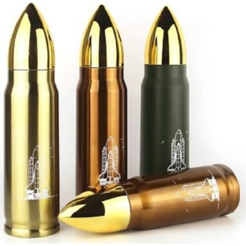 1000ML Men Creative Bullet Cup Real Man Thermos Bottle Bullet Cup Stainless Steel Double Layer Vacuum Missile Mug Eco-Friendly