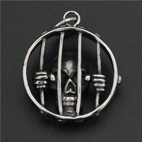 Prison Skull Pendant 316L Stainless Steel Fashion Lastest Cool Ghost Skull Justice Pendant
