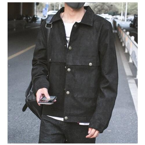 New Men Jacket Autumn Solid Color Man Loose Windbreaker Casual Outwear Fashion Brand Male Suede Loong Sleeve Coat -40