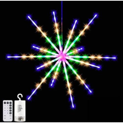 Multi-function battery box remote control firework fairy light 56led waterproof string meteor shower explosion star decoration
