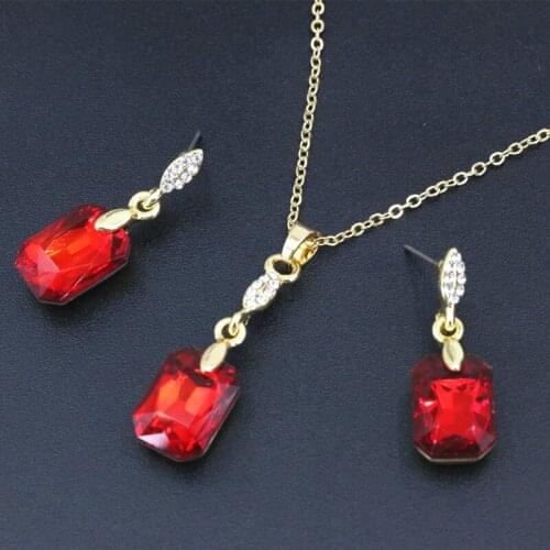 Fashion Statement Women Gold Color Jewelry Set Necklace & Earring Crystal Rhinestone Chain Earrings Bridal Sets 18inch B3418