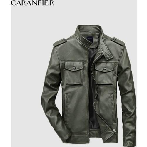 CARANFIER Mens Leather Jackets Fall Winter Coat Men Faux Coats Biker Motorcycle Male Business Jacket Top Quality US Size XXS-3XL