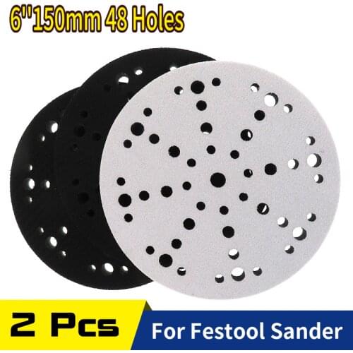 6 Inch 150mm 48-Hole Soft Interface Pad for Hook and Loop Sanding Disc Backing Pad(2PCS)