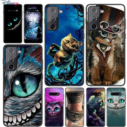Soft Cover Alice in Wonderland Cat For Samsung Galaxy S21 S20 FE Ultra S10 S10e Lite S9 S8 S7 Edge Plus Phone Case