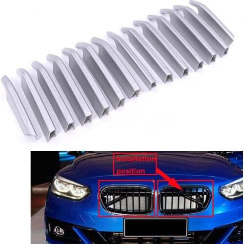 BBQ@FUKA New 14pcs Front Hood Grille Grill Chrome Cover Trim Moulding ABS Fit For BMW 1 Series 2017 Car-Styling Car Accessories