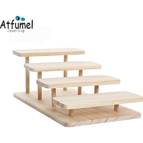 New 2-4 Layer Nature Wood Sunglasses Stand Glasses Display Holder Watch Diamond Ring Jewelry Display Stand Miniature Showcase