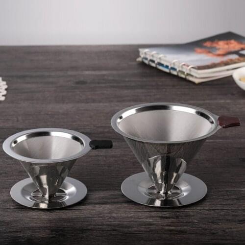 New Double Filter Stainless Steel Hand Coffee No-Filter Paper Strainer Drip Funnel Filter Cup Barista Poured Coffee Pot Filter