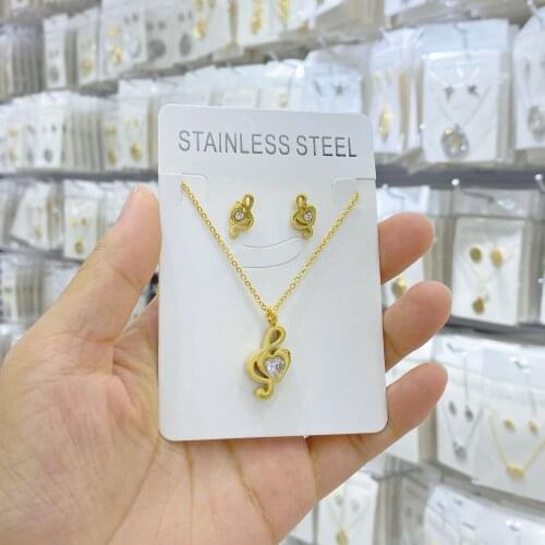 Stainless Steel Fashion Literary Musical Notes Treble Clef Pendant Necklaces Gold Color For Women Jewelry Necklace Wholesale