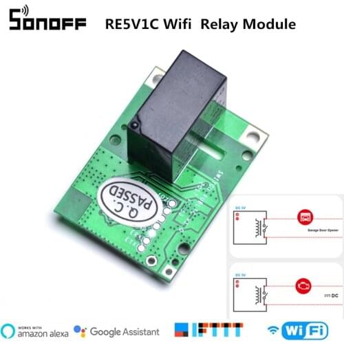 SONOFF RE5V1C 5V DC Wifi Inching/Selflock Relay Module Switch Work Via eWelink APP Support Alexa Google Home IFTTT