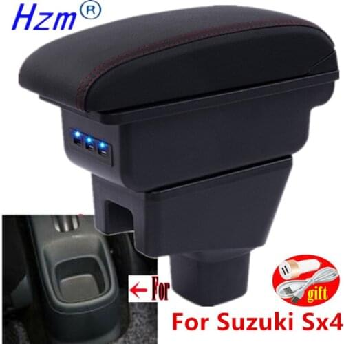 For SUZUKI SX4 Armrest For SUZUKI SX4 2006-2018 Interior Parts Car Armrest box Retrofit parts Storage box with USB LED