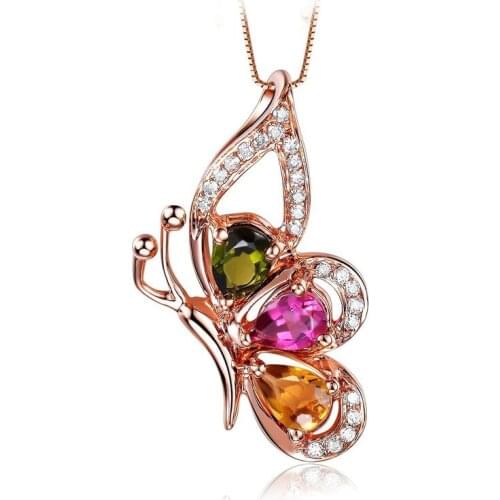 LOYE New AAA Zircon Butterfly Necklace Pendants Colorful Gemstone Pendants for Women Girl Wedding Engagement Diy Jewelry
