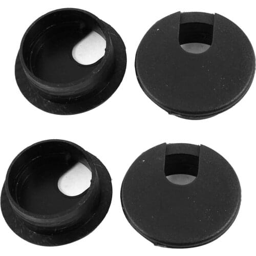 Promotion! Desk Table Computer Round Shaped Black Cable Grommet Hole Cover 35mm 4Pcs