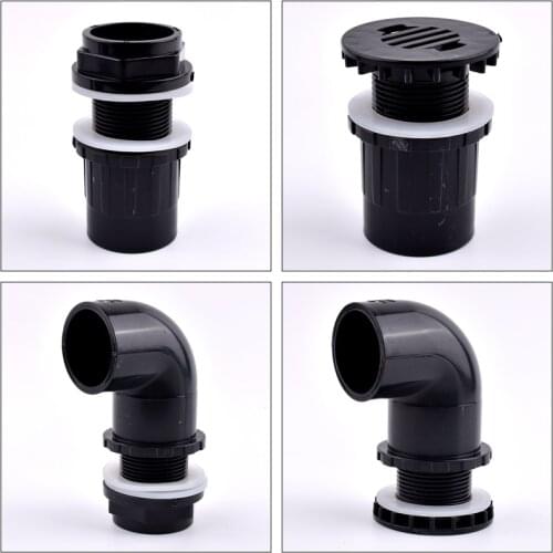 Black I.D 20~50mm PVC Pipe Straight Aquarium Fish Tank Joint Home DIY Water Supply Tube Drain Fittings Drainage Elbow Connectors