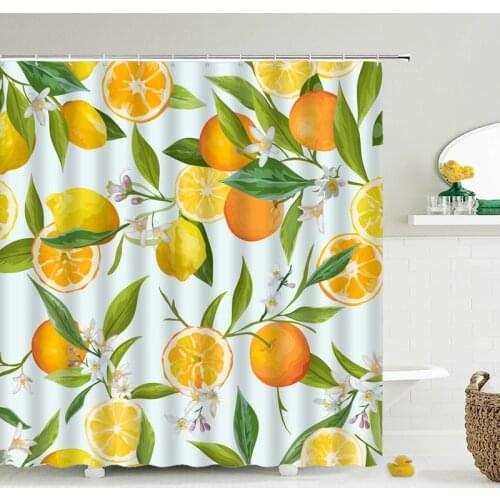 Pineapple Print Shower Curtain Bathroom Waterproof Polyester Shower Curtain Household Decoration with Hook Shower Screen