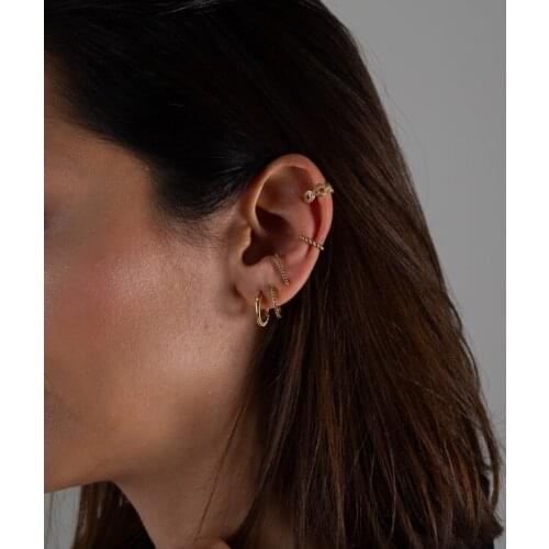 Simple delicate cz bar stud girl gift stud tiny cz stone gold color tiny thin delicate dainty J earring for women wedding party