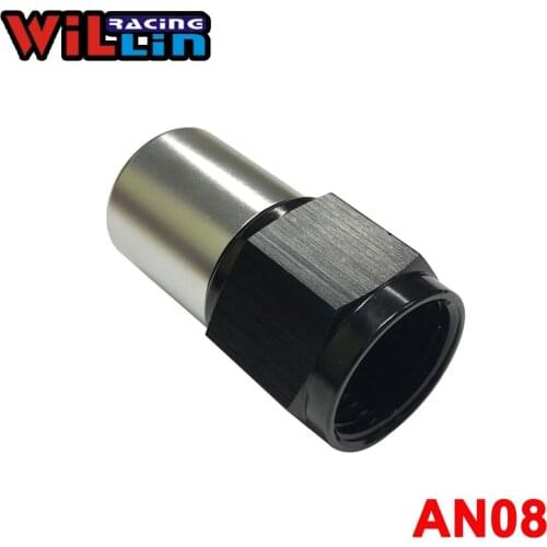 WILLIN - Aluminum AN08-8AN Straight Swivel Crimp Bend Fitting With Barb End Black