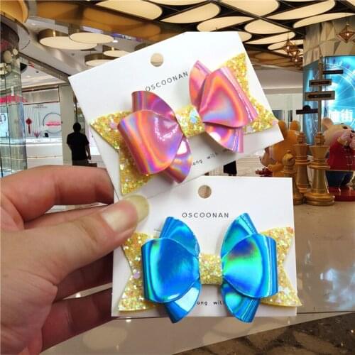 2PCS/LOT Pretty Flower Flash Ties Bows Elastic Bands For Baby Girls Hairpin Creativity Pink Clips Scrunchy Kids Hair Accessories