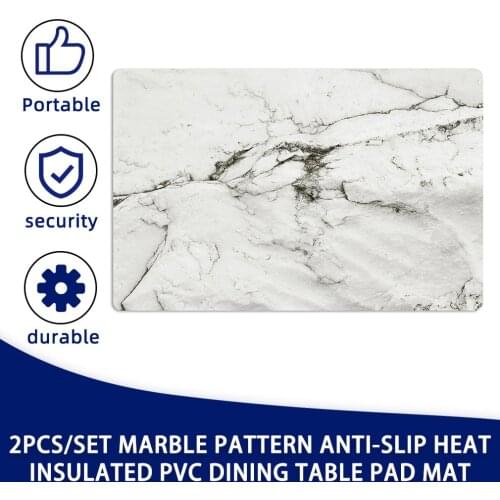 Hot Newest 2 PCS/SET Marble Pattern Anti-Slip Heat Insulated Dining Table Kitchen Coffee Tea Place Mat Tableware Pad Mat PVC