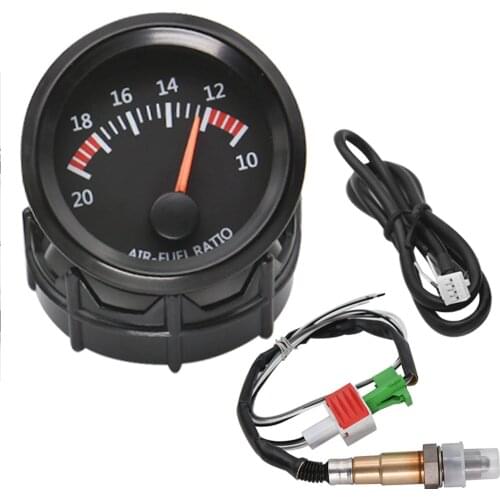 20:1-10:1 Auto Racing Gauge 52MM Air Fuel Ratio with Narrowband O2 Oxygen Sensor 0258006028 for 12V Car AFR Gauge White LED