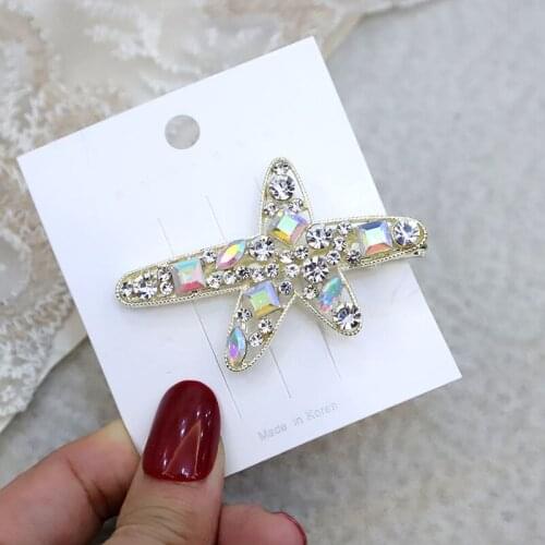 2021 New Korean Rhinestone Starfish Sweet Cute Lovely Barrette For Women Fashion Hair Accessories Hairpins Clips