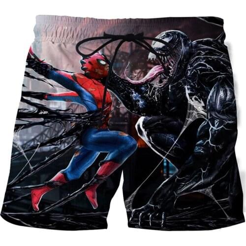 2021Breathable beach pants Mens casual beach pants Spider Venom 3D printed quick-drying beach pants Board shorts fitness pants