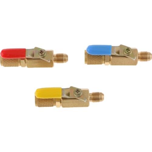 3pcs R134A R410A A/C 1/4 inch SAE Recharge Shut off Ball Valves