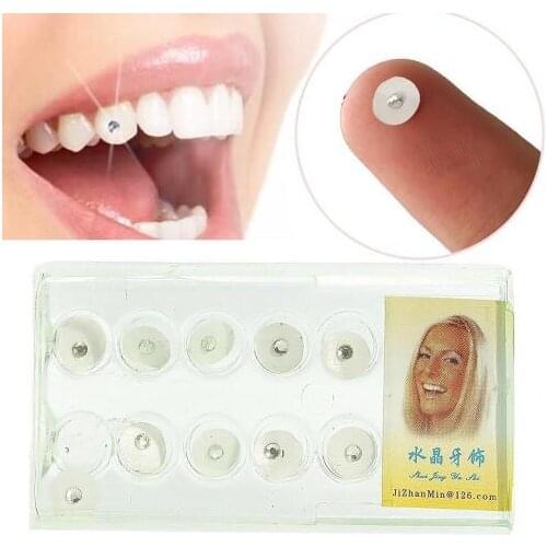 40sets/lot Gothic Punk Temporary Tooth Crystals Teeth Dental Grillz Rhinestone Tooth Decoration Fashion Jewelry 4 color MIXORDER