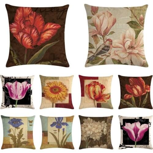 45*45cm Printed Cotton Linen Cushion Cover Flower Home Decor Pillowcase Octopus Sofa Bedding Cushion Case