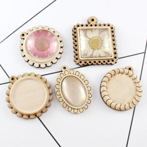 5pcs wood cabochon settings 30mm dia blank wooden pendant base diy jewelry accessories for necklace making