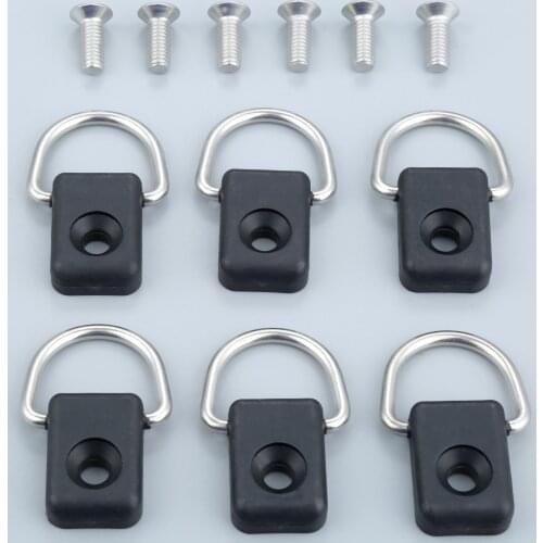 6 Pcs Kayak D Ring Black Canoe Kayak D Rings Fitting Outfitting Fishing Rigging Bungee Kit w/Screw Rowing Boats Marine Hardware