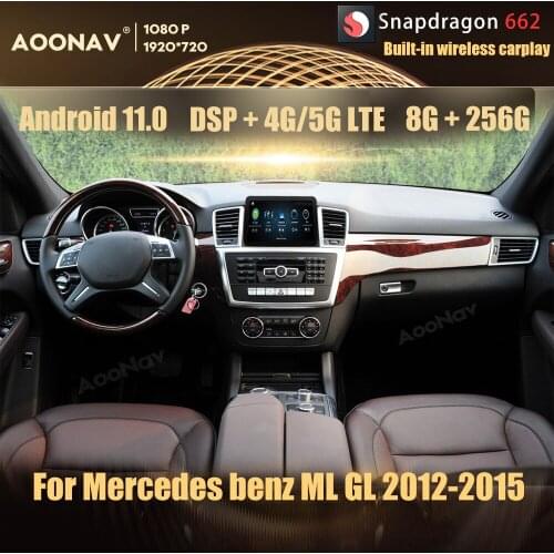 8+256GB Android 11.0 Snapdragon 662 car radio GPS For Mercedes benz ML ML-Class W166 GL X166 2012-2015 multimedia player