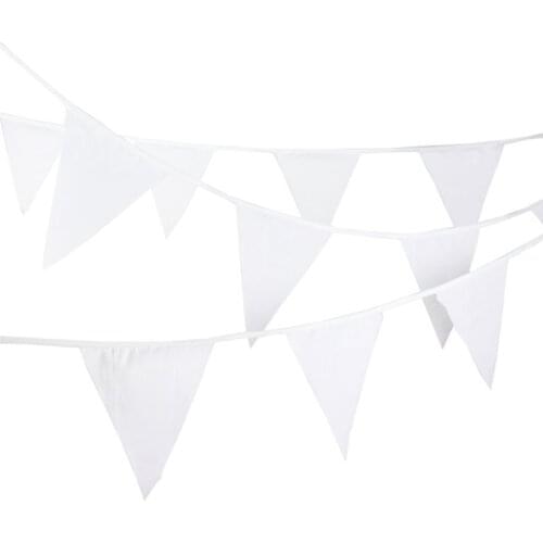100 Flags 40M White Garland Bunting Flags Wedding Decoration Silk Fabric Banners Wedding Party Decoratio Bridal Shower Bunting