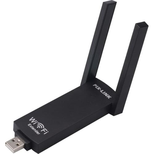 Wireless Wifi Repeater PIX-LINK USB Range Extender Dual Antenna 300Mbps 802.11b/g/n Wireless Wi-Fi Signal Booster Amplifier