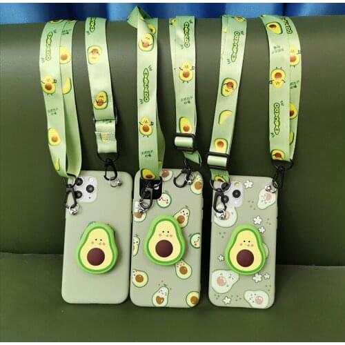 3D avocado Holder Stand lanyard phone case for Samsung Galaxy A81 A91 A51 A71 5G A01 A21 A11 A70E A41 M11 A31 A21S M51 M31 Cover