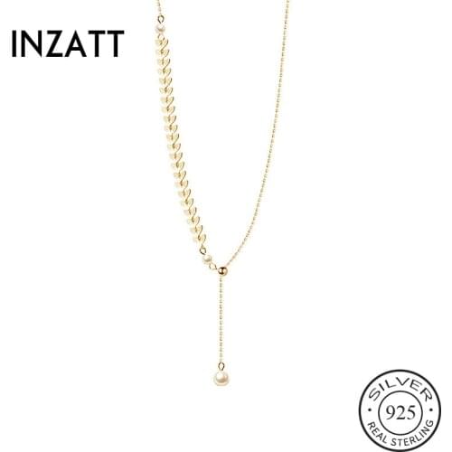 INZATT Real 925 Sterling Silver Geometric Pendant Choker Necklace For Fashion Women Cute Fine Jewelry Minimalist Accessories