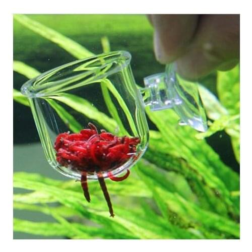 Ultra white glass cylinder feeder lamp cup for fish fed fish red shrimp cup cylinder cylinder fish feed grass nematode