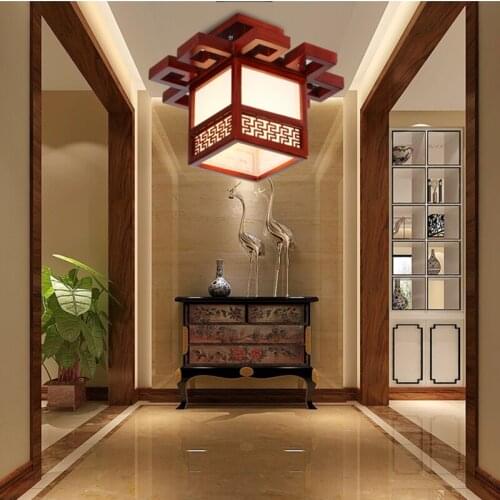 Chinese style Wooden Chinese youth light wood ceiling lamps LED corridor lamp lamp classical bedroom lamp ZA ZS46
