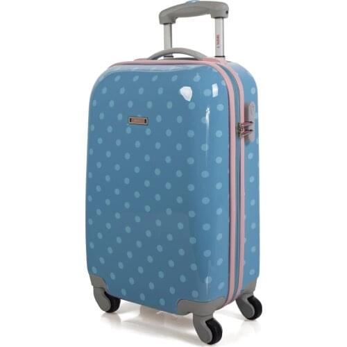 Child suitcase Travel Cabin Trolley Polycarbonate Polka Dot Print. Hand luggage. Rigid AND Li