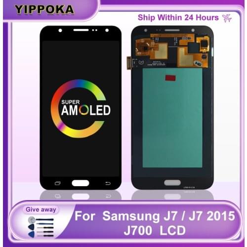 J7 2015 Super AMOLED For Samsung Galaxy J7 Display J700 J700F J700H LCD Touch Screen Digitizer Assembly Parts SM-J700F Display