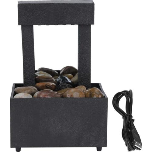 USB LED Indoor Water Fountain Lighted Waterfall Tabletop Fountain with Stones for Office Home Decor Desktop Decoration