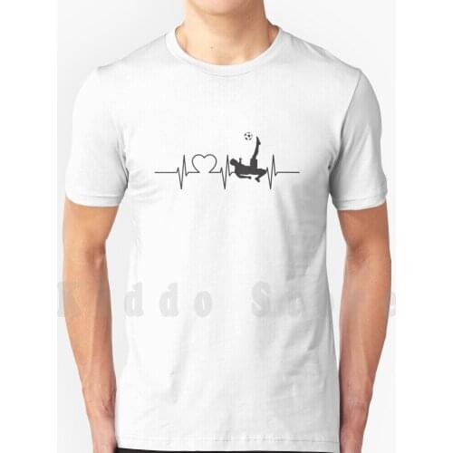 Soccer Heart Beat Ekg Bicycle Kick Soccer Player T Shirt DIY Big Size 100% Cotton Heart Beat Ekg Kickback Soccer Player Womens