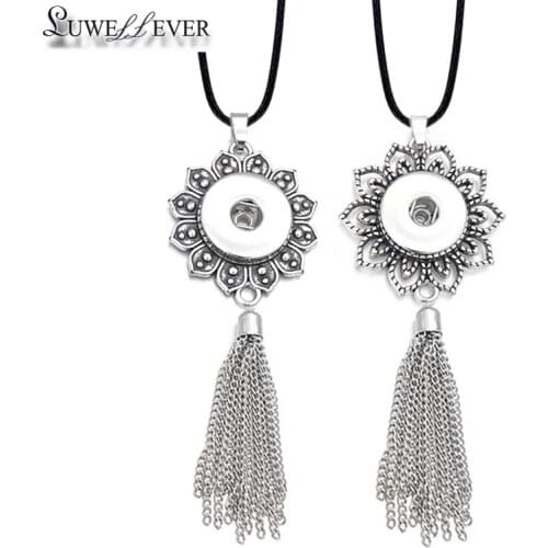 Hot Interchangeable Metal Tassel Ginger Necklace 018 Fit 18mm Snap Button Pendant Necklace Charm Jewelry For Women Gift
