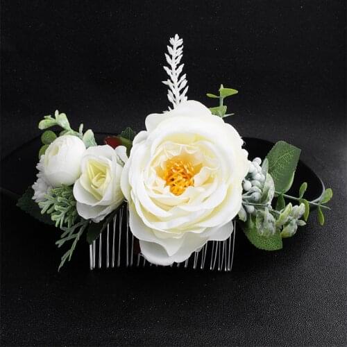 Hand Made Wedding Artificial Flower Hair Comb Bridal Vintage Hair Comb Floral Hair Accessories For Brides And Bridesmaids