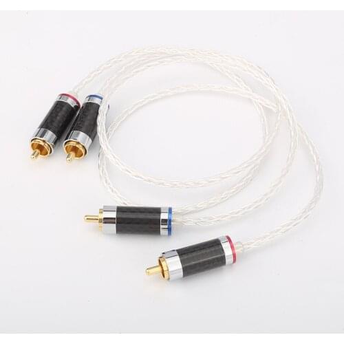 Hifi 8 stands 0.8mm 7N OCC Silver/Gold plated earphone Amplifier CD DVD player audio interconnector RCA line cables