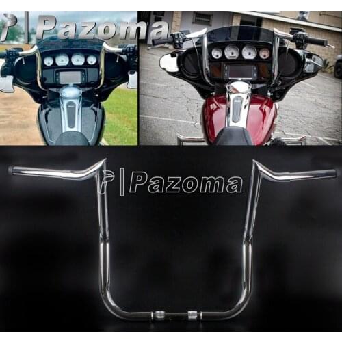 Chrome 12in 14in 16in 37" Wide 1-1/4" Handlebar For Harley Dyna Touring Sportster Batwing Fairing Dressers Baggers Handlebar