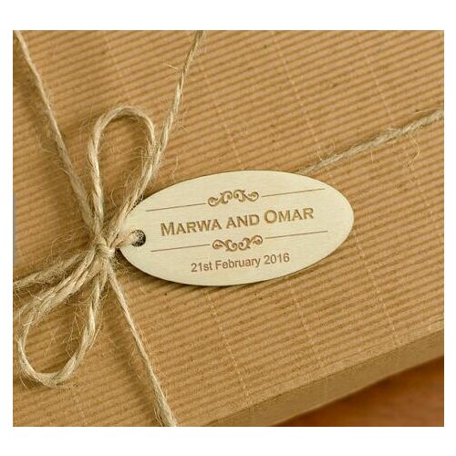 Custom name date oval Wooden wedding thank you gift favor hang tags engagement bridal shower party favors invitation labels