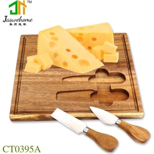 Jaswehome New Cheese Board Sets Cheese Knife And Cheese Board 3pcs Cheese Tools Set Wooden Kitchen Accessories