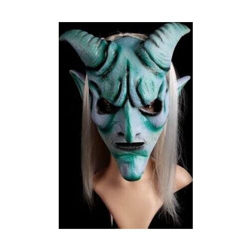 Carnival Masquerade party Mask Latex Halloween Mask devil Silver corner King Mask with silver hair Spoof Caps toys